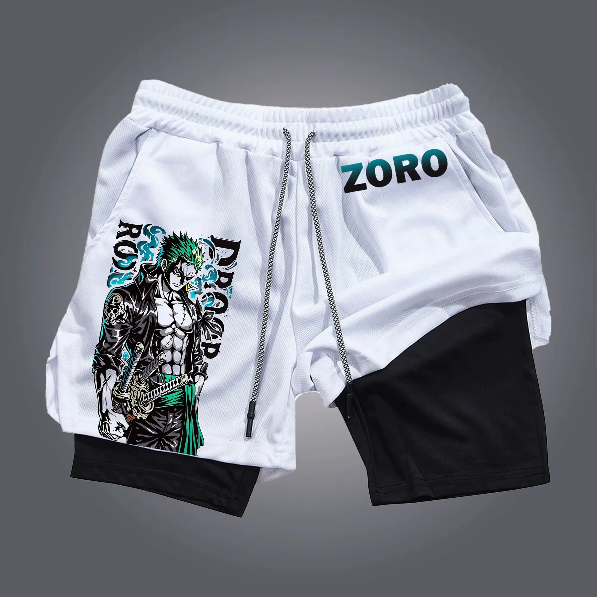 ONE PIECE Japanese Animation Summer Sports Comfortable Double-Layer Shorts American Hot-Blooded Men'S Beach Fitness Shorts
