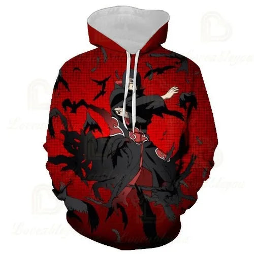 Japan Anime Red Cloud 3D Print Hoodie Black Harajuku Hoodies Casual Tracksuit Cool Tops Autumn Hoody Hoodies