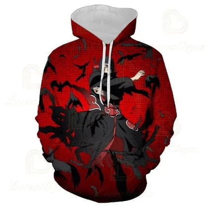 Japan Anime Red Cloud 3D Print Hoodie Black Harajuku Hoodies Casual Tracksuit Cool Tops Autumn Hoody Hoodies
