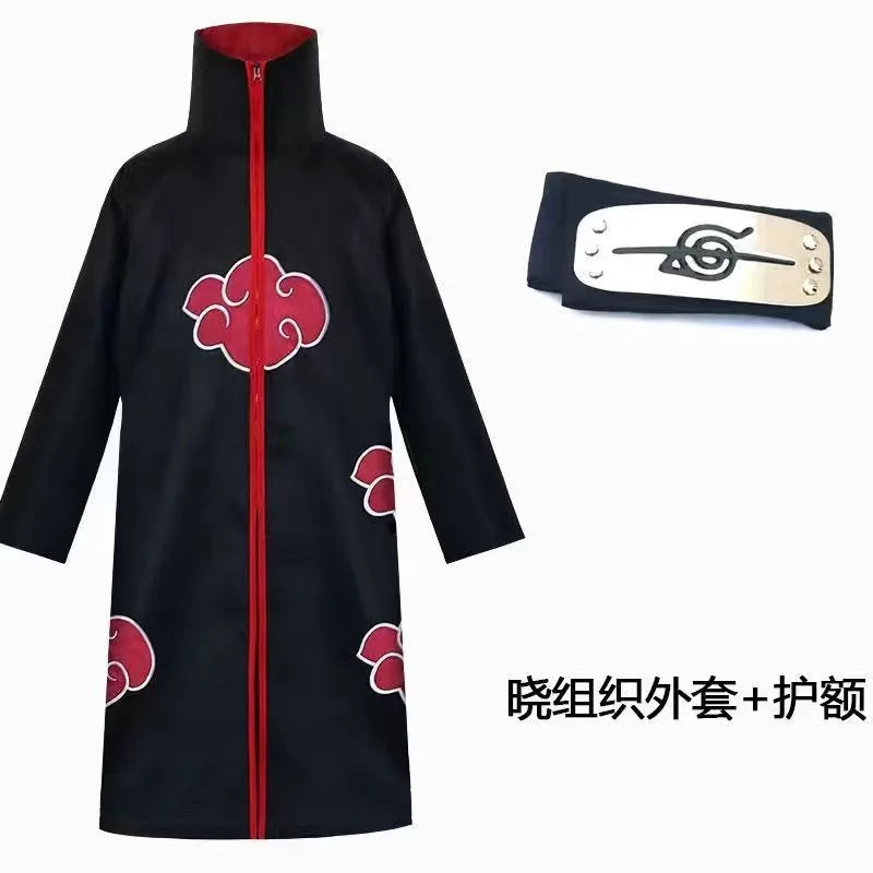Anime Hokage Akatsuki Cosplay Ninja Costume Cloaks with Headband Pain Uchiha Itachi Sasuke Sasori Kakuzu Comic Con Clothes