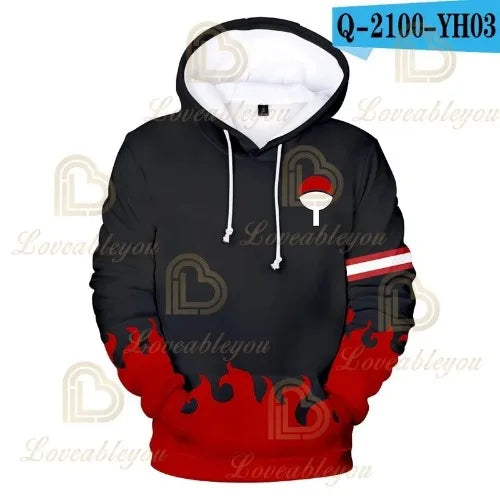 Japan Anime Red Cloud 3D Print Hoodie Black Harajuku Hoodies Casual Tracksuit Cool Tops Autumn Hoody Hoodies