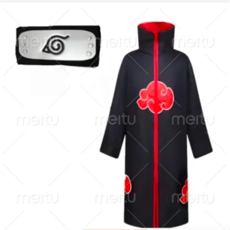 Anime Hokage Akatsuki Cosplay Ninja Costume Cloaks with Headband Pain Uchiha Itachi Sasuke Sasori Kakuzu Comic Con Clothes