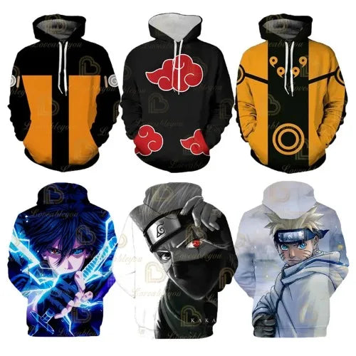Japan Anime Red Cloud 3D Print Hoodie Black Harajuku Hoodies Casual Tracksuit Cool Tops Autumn Hoody Hoodies