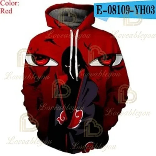 Japan Anime Red Cloud 3D Print Hoodie Black Harajuku Hoodies Casual Tracksuit Cool Tops Autumn Hoody Hoodies