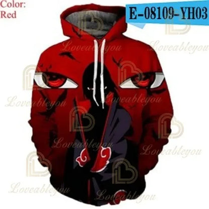 Japan Anime Red Cloud 3D Print Hoodie Black Harajuku Hoodies Casual Tracksuit Cool Tops Autumn Hoody Hoodies