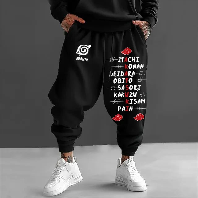Naruto Japanese Classic Animation Sasuke Peripheral Pure Cotton Loose Trousers Autumn Men'S and Women'S Sports Leggings