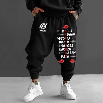 Naruto Japanese Classic Animation Sasuke Peripheral Pure Cotton Loose Trousers Autumn Men'S and Women'S Sports Leggings