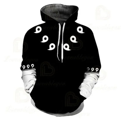 Japan Anime Red Cloud 3D Print Hoodie Black Harajuku Hoodies Casual Tracksuit Cool Tops Autumn Hoody Hoodies