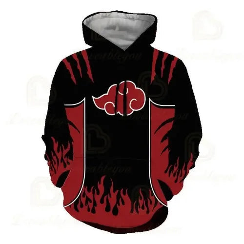 Japan Anime Red Cloud 3D Print Hoodie Black Harajuku Hoodies Casual Tracksuit Cool Tops Autumn Hoody Hoodies